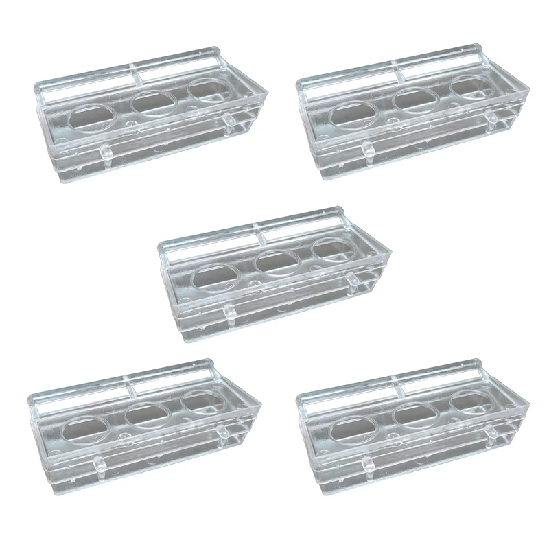 ظرف غذای پرندگان مدل دانخوری سه سوراخ شفاف بسته 5 عددی