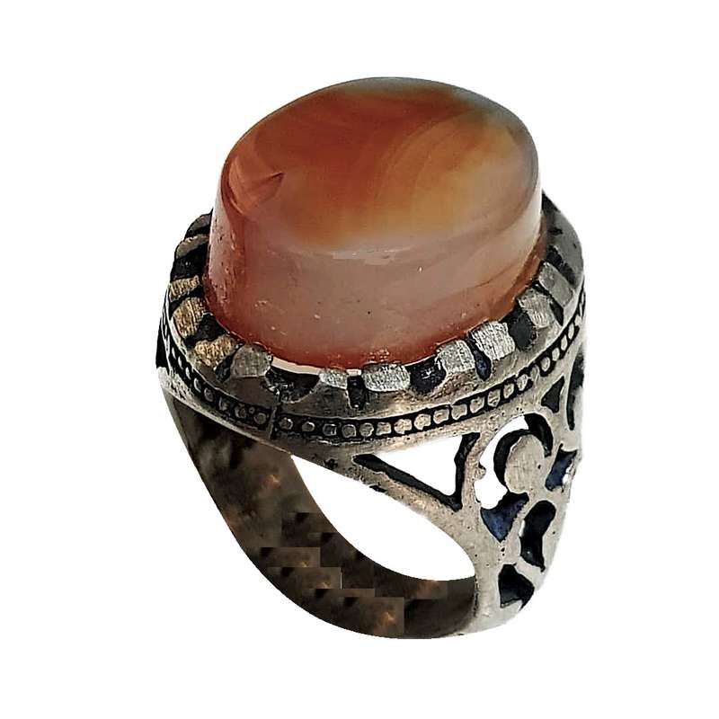 انگشتر نقره مردانه مدل عقیق لانه زنبوری APJLZ1