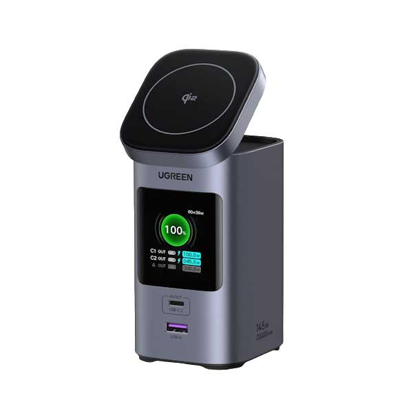  پاور بانک بی سیم 145 وات یوگرین مدل 35527 ظرفیت 20000 میلی آمپر ساعت همراه با کابل USB-C 