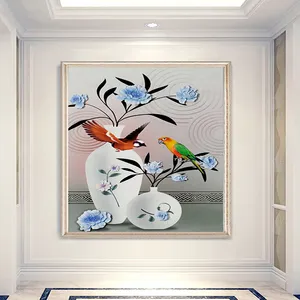 پوستر دیواری سه بعدی مدل گلدان طوطی DVRF1345