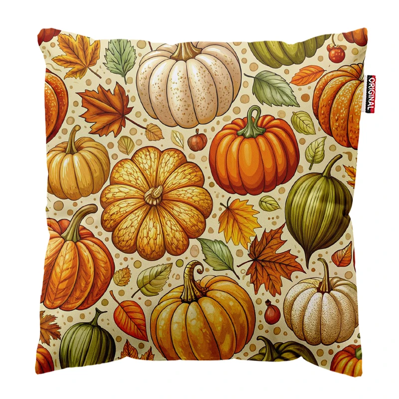 کوسن پاد آفرین مدل پاییز طرح کدوتنبل کد PK402102 سایز 40*40 سانتی متر