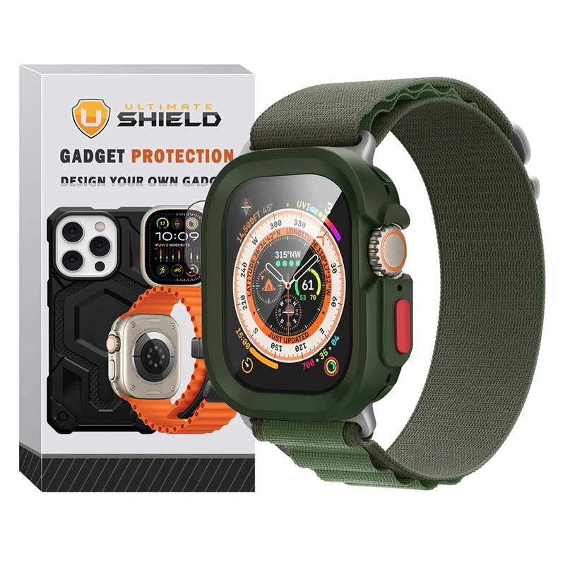 بند آلتیمیت شیلد مدل Alpine Defender مناسب برای ساعت هوشمند هاینو تکو T94 Ultra Max / T93 Ultra max / T89 Ultra / T99 Ultra max به همراه کاور