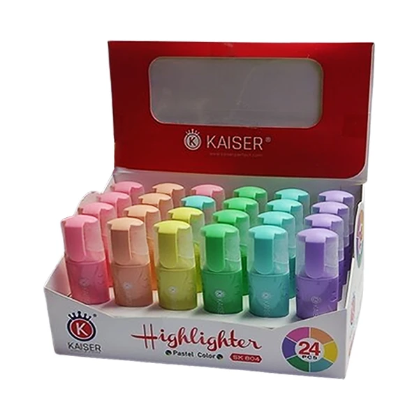 ماژیک علامت گذار کایزر مدل پاستلی کد SK804  بسته 24 عددی