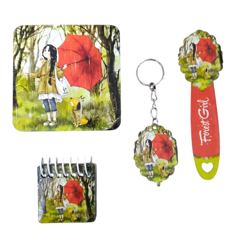 بسته لوازم تحریر مدل دختر جنگل و چتر کد mn 03