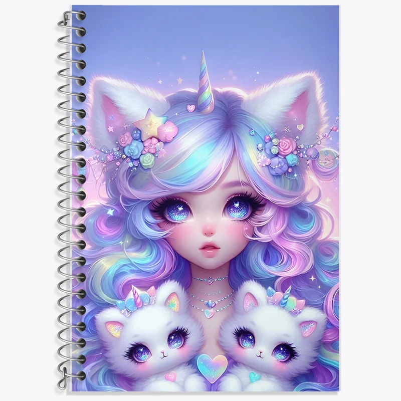 دفتر زبان 50 برگ خندالو مدل دو خط طرح دخترانه کیوت کد F6064