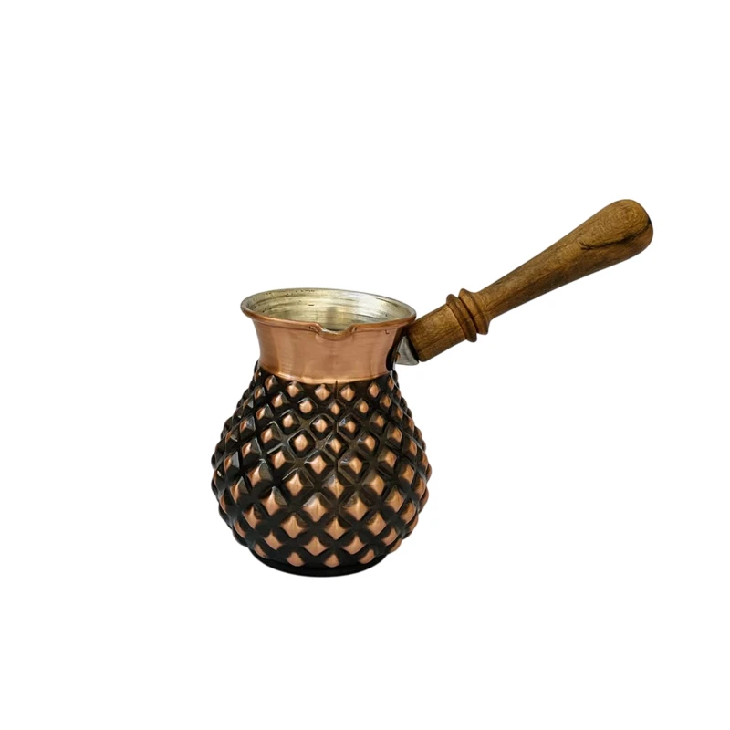 قهوه جوش مسی طرح گرد سه بعدی سیاه قلم کد ZH420.2 