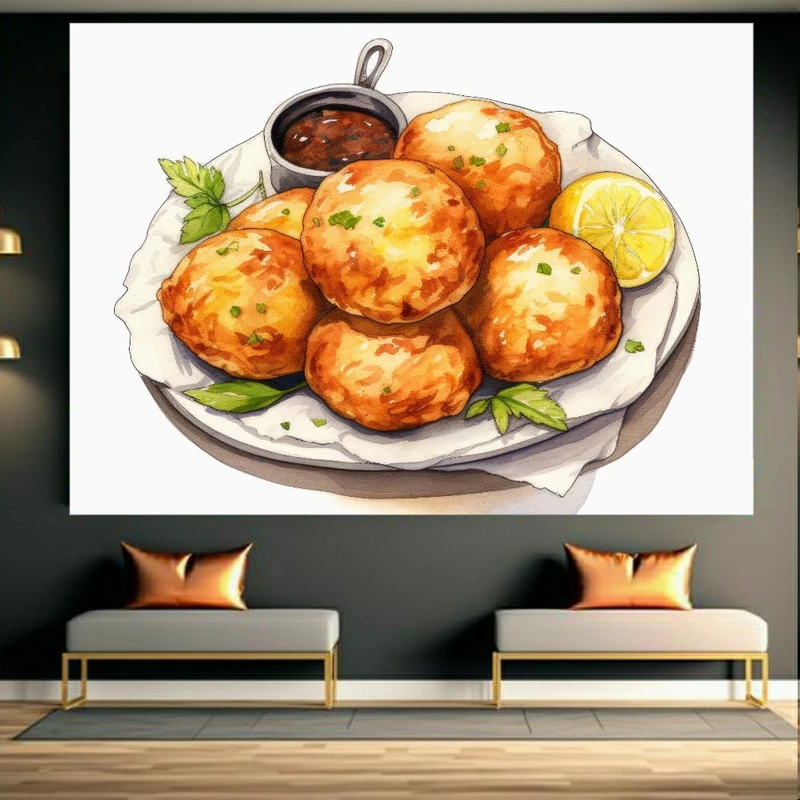 تابلو بوم طرح مخمل نقاشی غذای خانگی با چاشنی کد BK23231