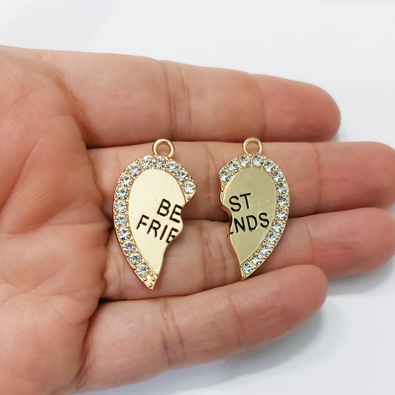 آویز گردنبند دخترانه مدل بهترین دوست نگین دار کد 1-41 بسته دو عددی