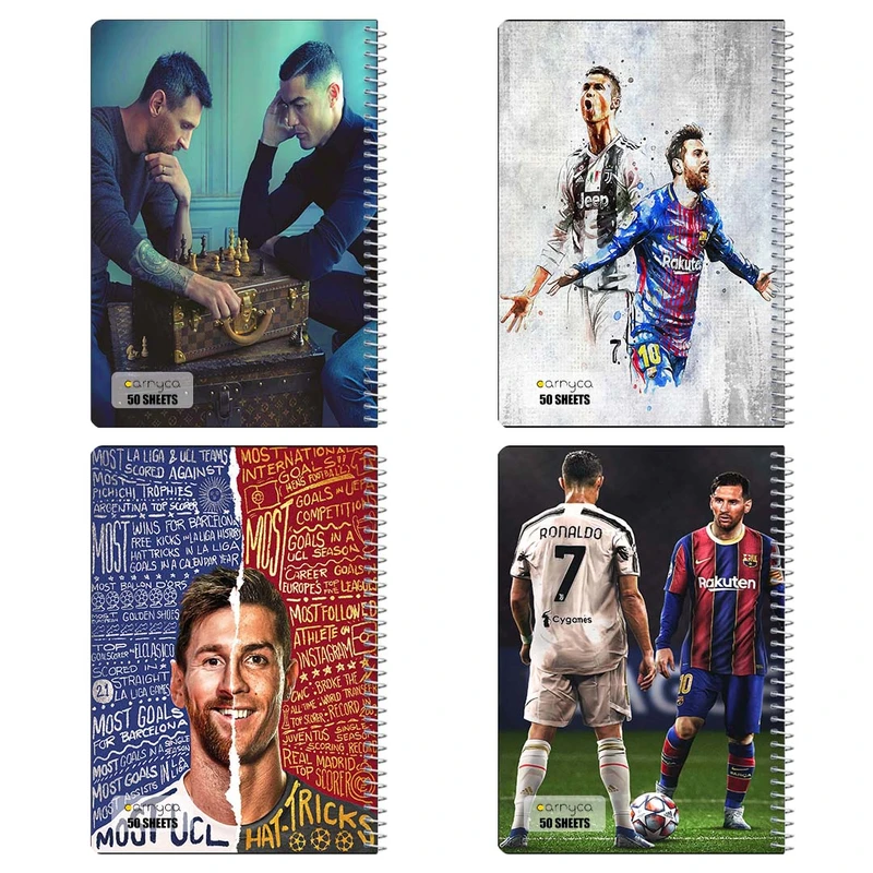دفتر نقاشي 50 برگ کارنيکا طرح رونالدو و مسی Ronaldo & Messi کد 14933 مجموعه 4 عددی