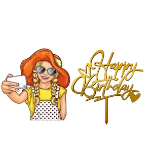 تاپر تزیین کیک مدل دختر کد t7 مجموعه 2 عددی