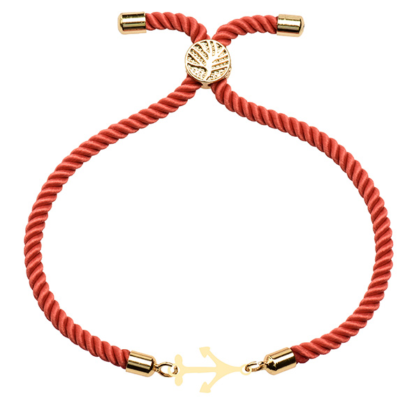دستبند طلا 18 عیار دخترانه کرابو طرح لنگر مدل Krd1560