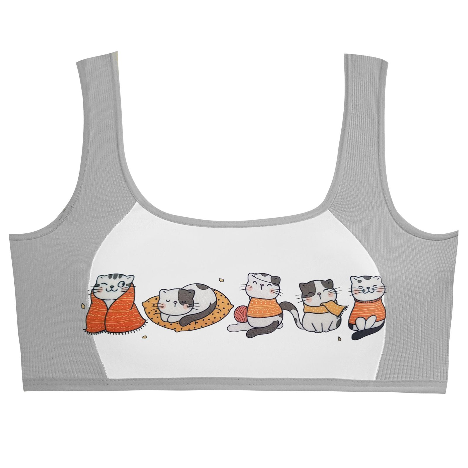 ست شورت و نیم تنه دخترانه ماییلدا مدل پددار گربه سرمایی کد 5164-6 رنگ طوسی - - 2