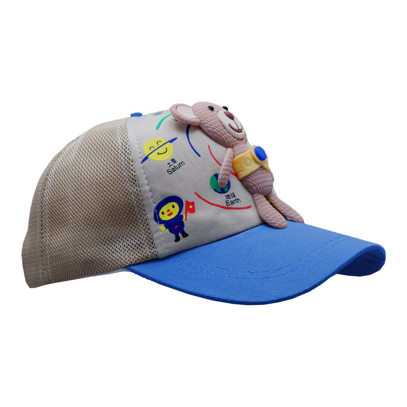 کلاه کپ بچگانه مدل عروسک خرسی کد 51612 رنگ کرم