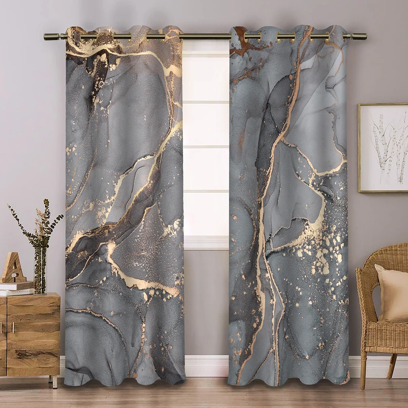 پرده مدل هازان کد ماربل سایز 140x235 سانتی متر