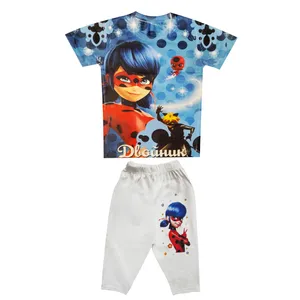 ست تی شرت آستین کوتاه و شلوارک دخترانه مدل دختر کفشدوزکی کد XS50