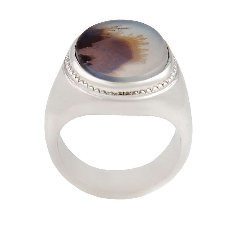 انگشتر نقره مردانه بازرگانی میلادی مدل عقیق شجر رکاب دست ساز کد AM_1760