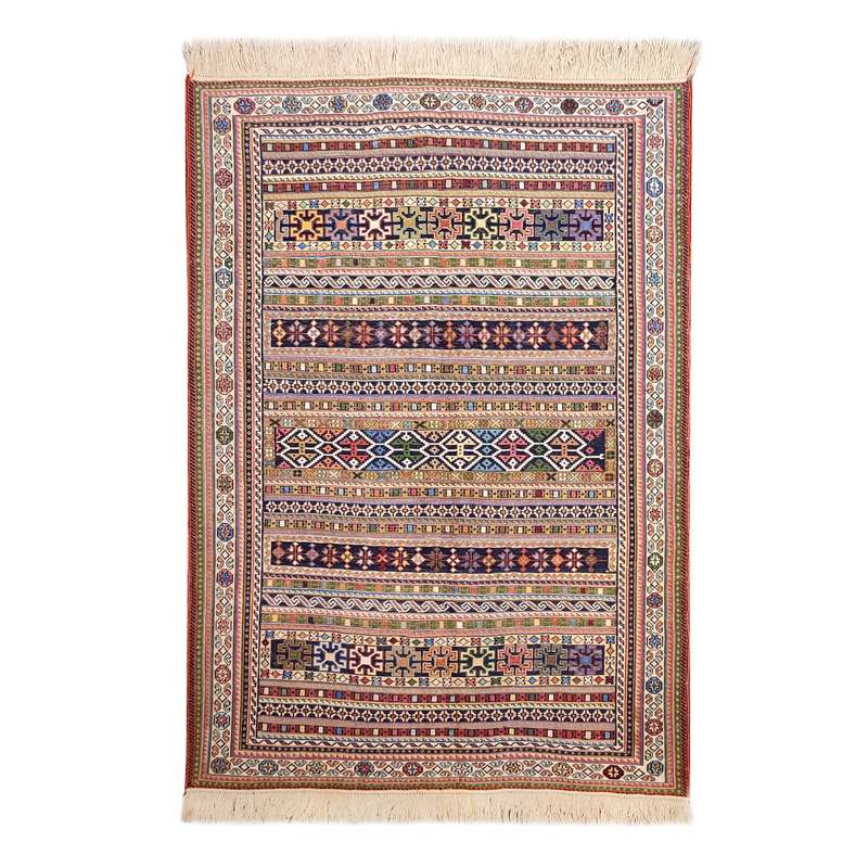 گلیم دستباف یک و نیم متری طرح سوزنی مدل AA32