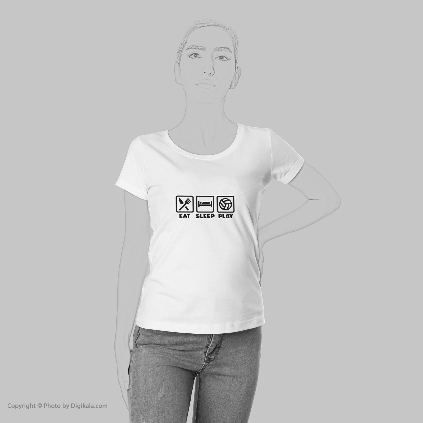 تی شرت زنانه به رسم طرح والیبال بازی کد 590 -  - 6