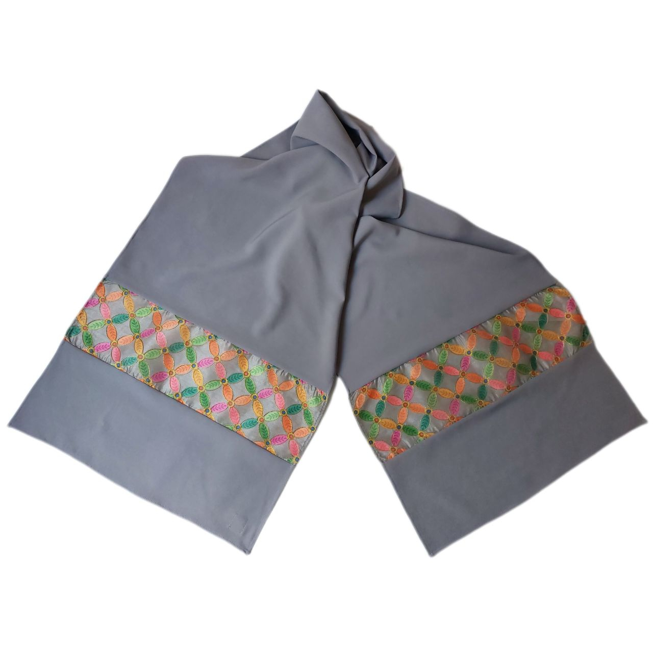 شال دست دوز زنانه مدل خاکستر کد 021