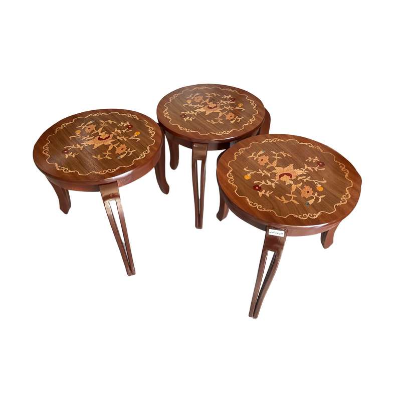 میز عسلی گالری چوب آشنایی مدل Gh-702 بسته 3 عددی