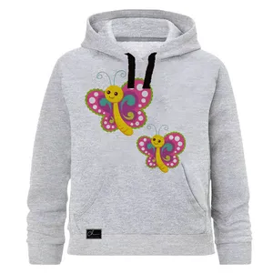 هودی دخترانه مدل پروانه کد J40 رنگ طوسی