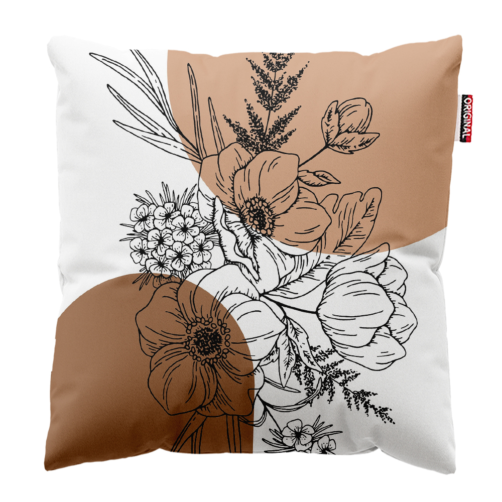 کوسن پاد آفرین مدل مینیمال طرح گل و برگ کد PK302913 سایز 30*30 سانتی متر