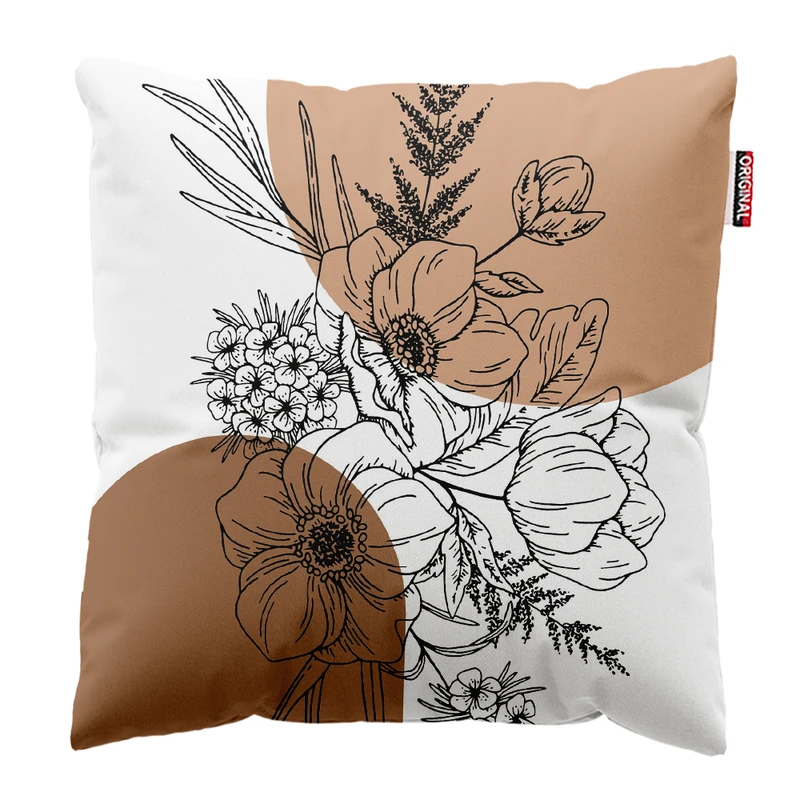 کوسن پاد آفرین مدل مینیمال طرح گل و برگ کد PK302913 سایز 30*30 سانتی متر