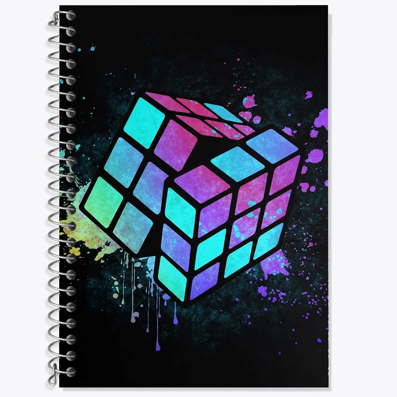 دفتر زبان 50 برگ خندالو مدل سه خط طرح مکعب روبیک کد 27814