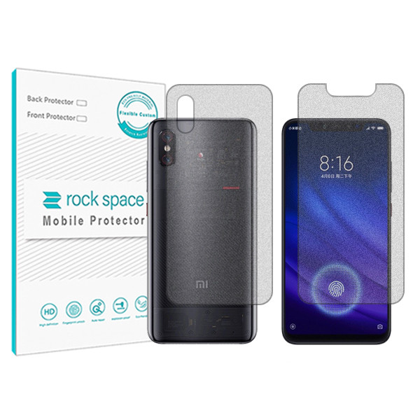 محافظ صفحه نمایش مات راک اسپیس مدل HyMTT مناسب برای گوشی موبایل شیائومی Mi 8 Pro به همراه محافظ پشت