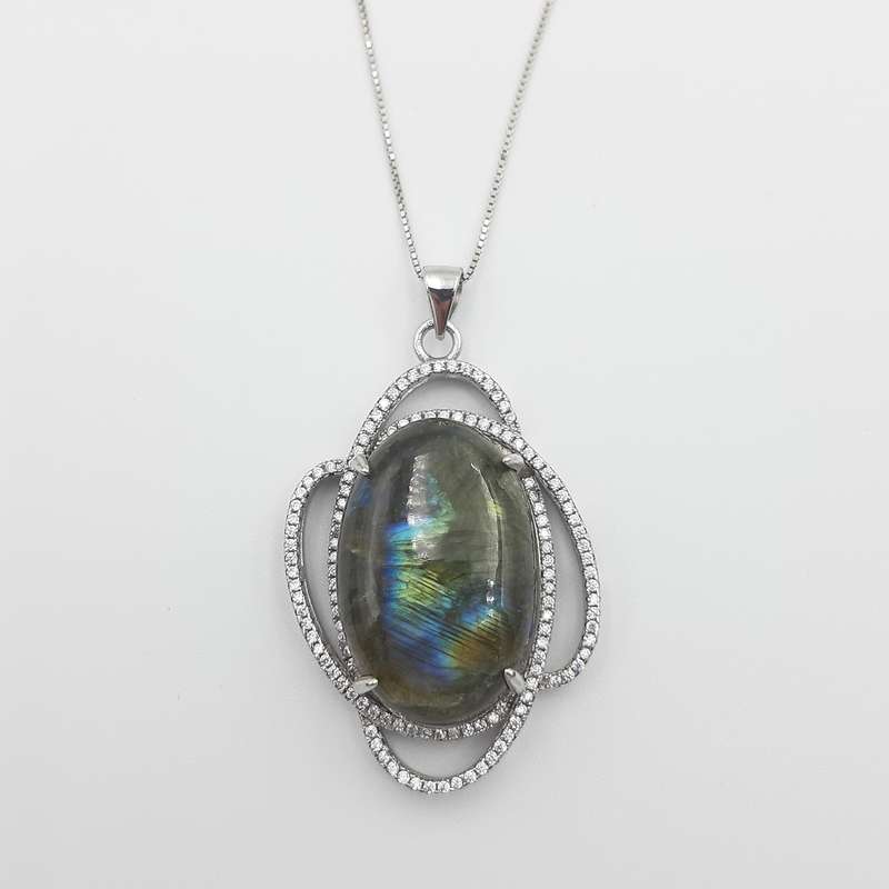 گردنبند نقره زنانه مدل لابرادوریت کد 20422