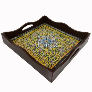 سینی چوبی رزینی طرح کاشی کد gh2020