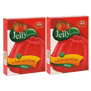 پودر ژله توت فرنگی فرحزاد - 100 گرم بسته 2 عددی