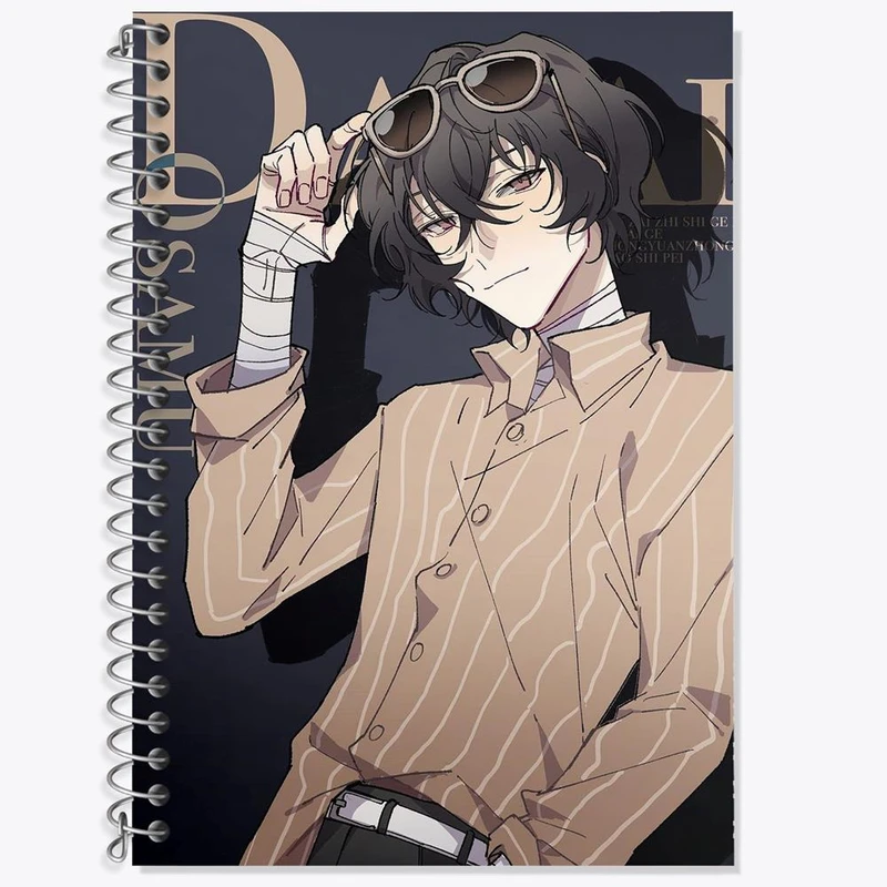 دفتر زبان 50 برگ خندالو مدل سه خط طرح دازای اوسامو انیمه سگ های ولگرد بانگو کد 10133