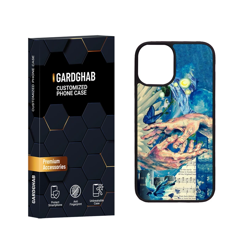 کاور گارد قاب مدل دور ژله ای پشت گلس هنری مناسب برای گوشی موبایل اپل iPhone 12 Mini