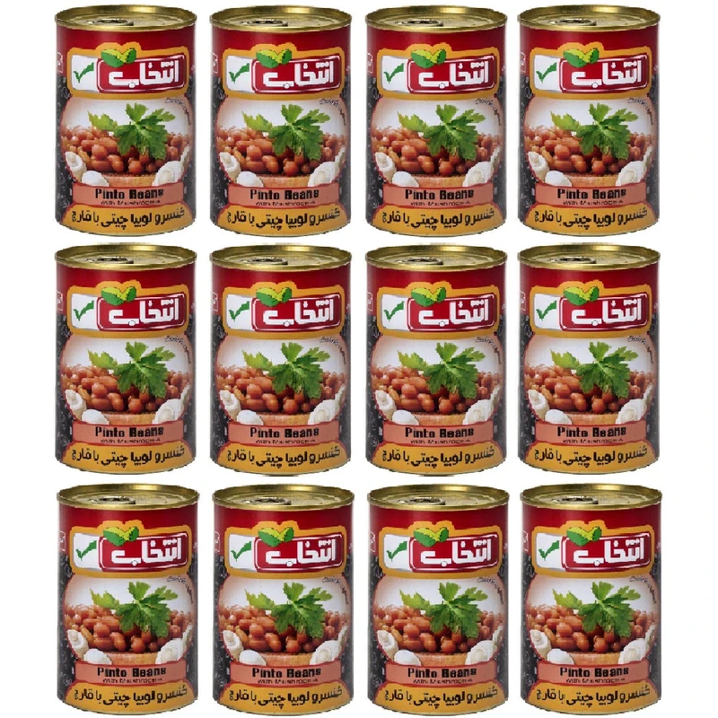 کنسرو لوبیا چیتی با قارچ انتخاب - 420 گرم بسته 12 عددی