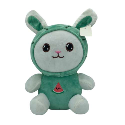 عروسک پولیشی طرح خرگوش هندوانه ای ارتفاع 24 سانتی متر