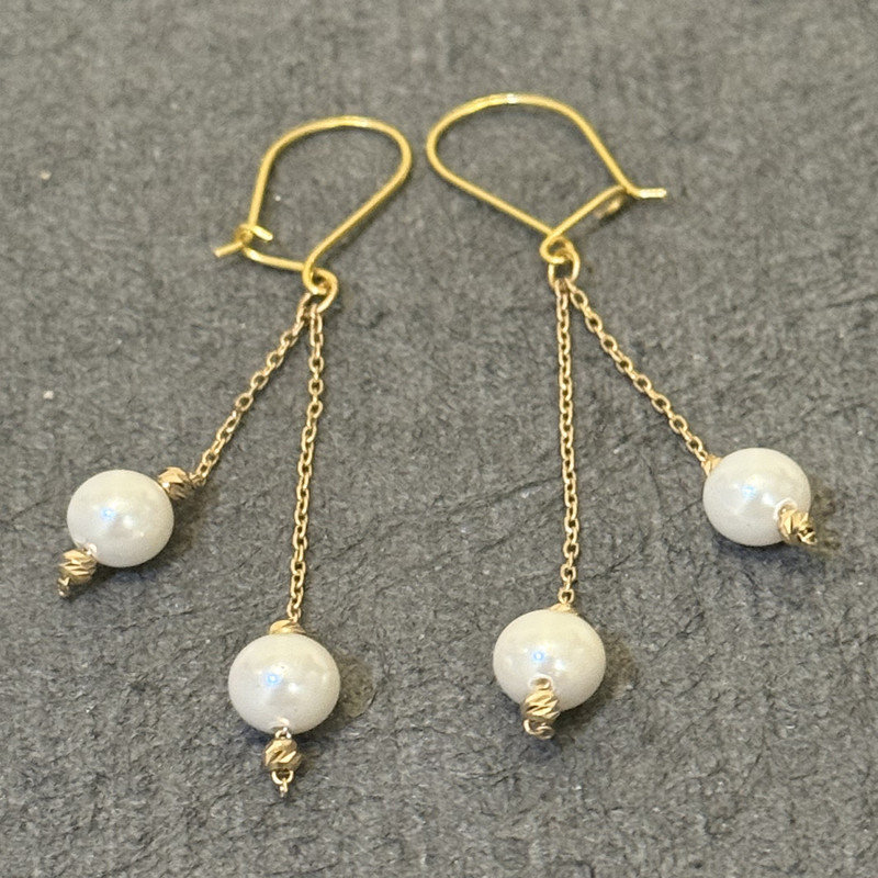 گوشواره طلا 18 عیار زنانه با طرح مروارید مدل DK628 - 5