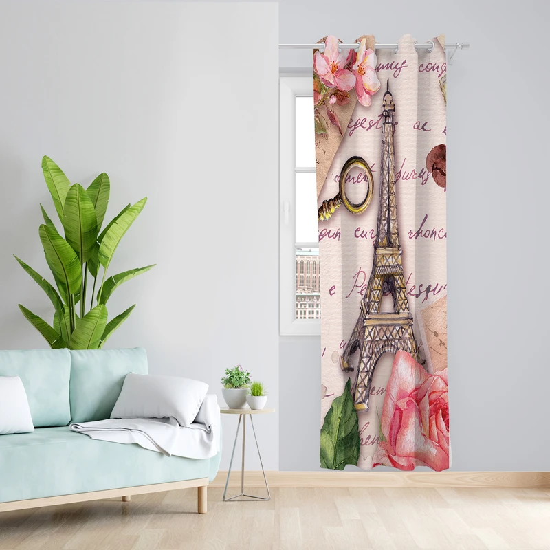 پرده طرح پاریس مدل مخمل پانچی کد L 1348R Z سایز 140x200 سانتی متر