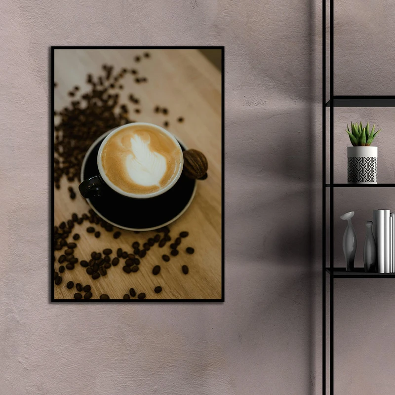 تابلو بکلیت طرح کافه و قهوه مدل B-D2215 فریم مشکی
