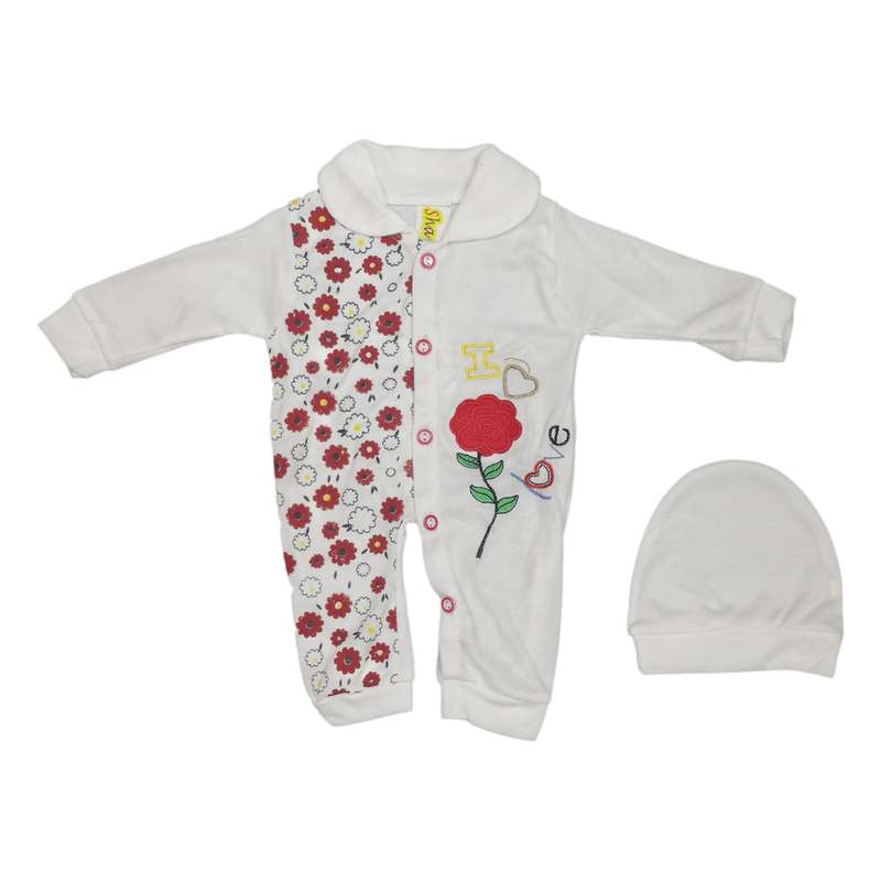 ست سرهمی و کلاه نوزادی مدل H3535-RE