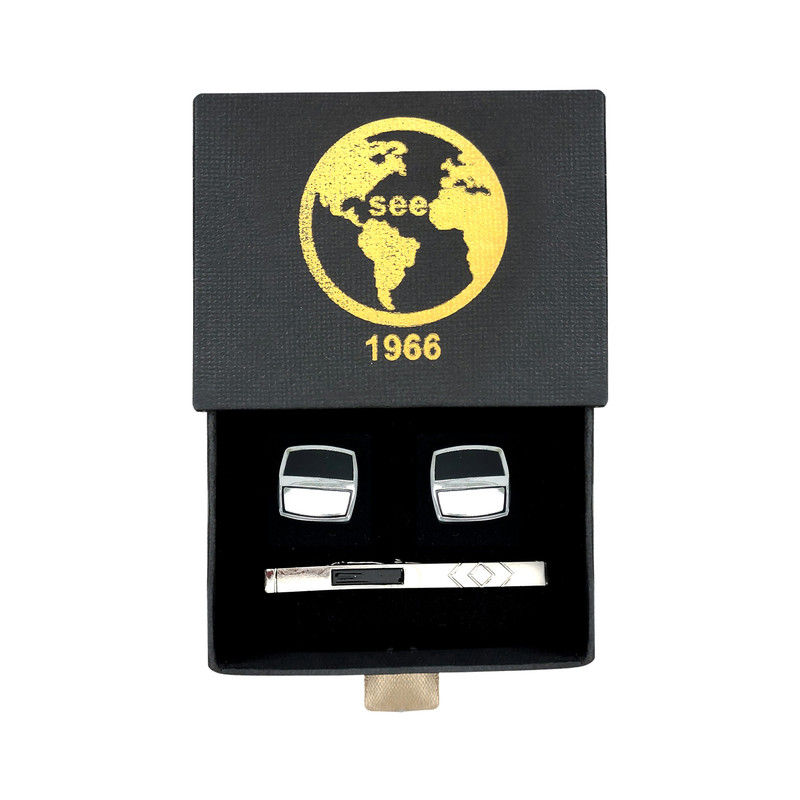 ست دکمه سردست و گیره کراوات مردانه سیی مدل 0011 کد 1008.11