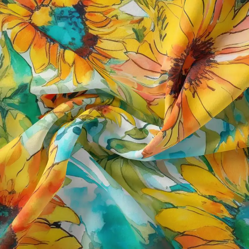 پارچه ملحفه پارچه باما مدل مخمل طرح گل آفتابگردان کد 5012229