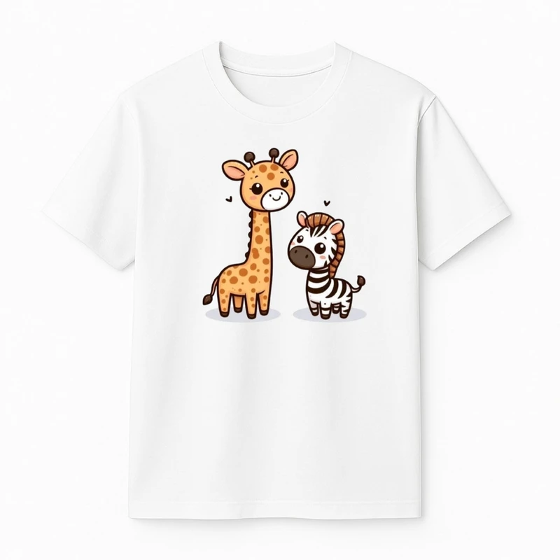 تی‌شرت آستین کوتاه پسرانه مدل زرافه و گورخر کد v17 