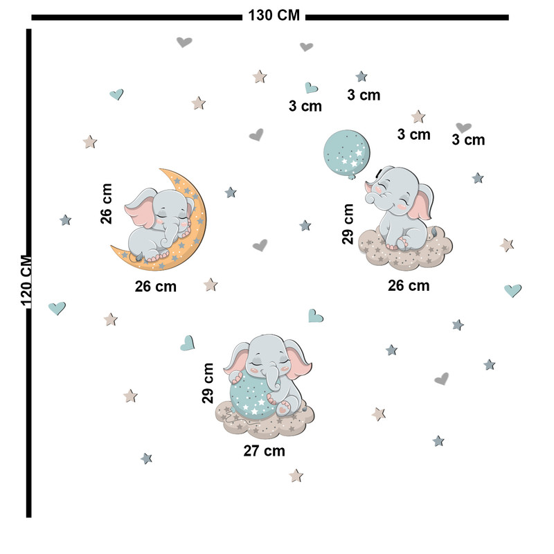 استیکر چوبی کودک باروچین مدل فیل های بانمک کد 1241