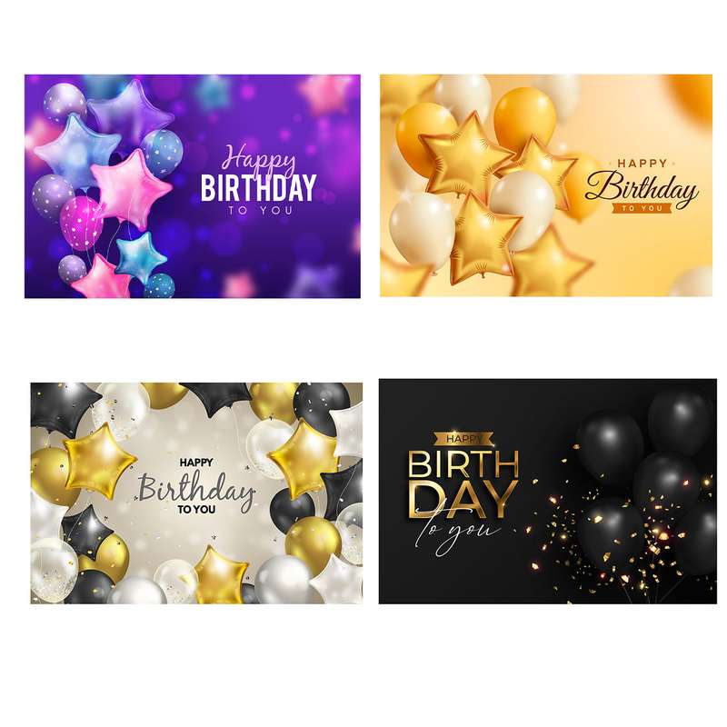 کارت پستال بادکنک آبی مدل تولد کد BIRTHDAY2 مجموعه چهار عددی