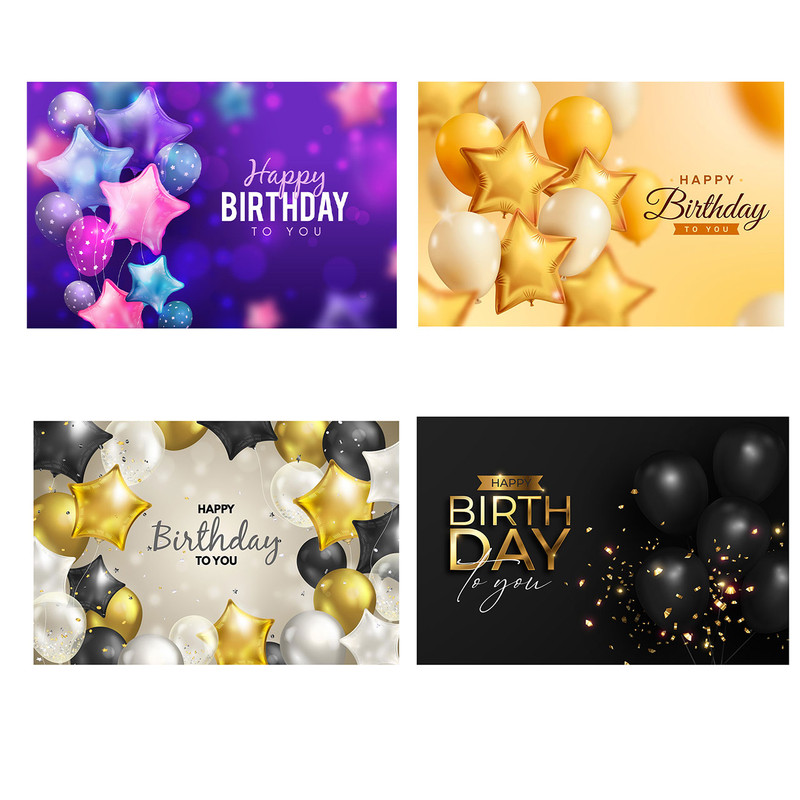 کارت پستال بادکنک آبی مدل تولد کد BIRTHDAY2 مجموعه چهار عددی
