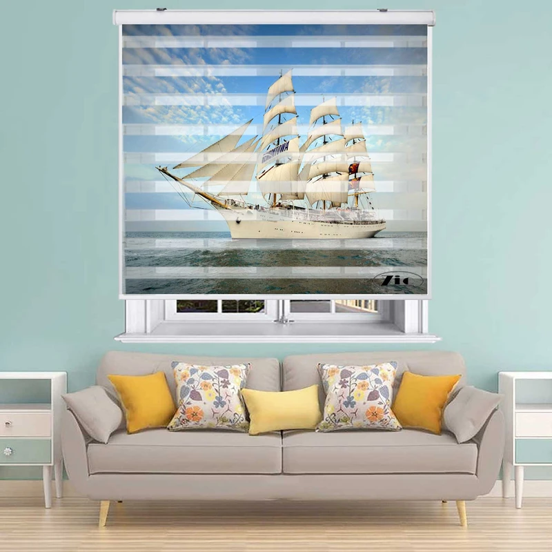 پرده زبرا زیو کد OV 7017 سایز 150x150 سانتی متر