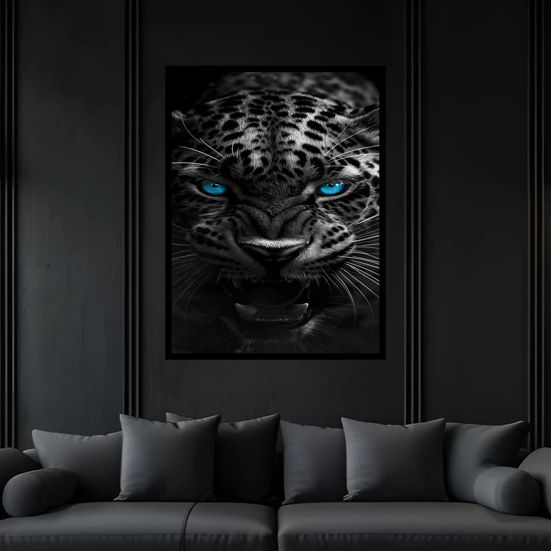 تابلو بکلیت طرح دکوری هنری حیوانات ببر و پلنگ مدل B-bu5981 فریم مشکی