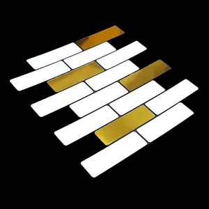 کاشی مدل بین کابینتی پلیمری پشت چسبدار طرح آجر کد B162B بسته 6 عددی