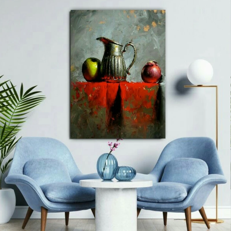 تابلو شاسی مدل نقاشی پارچ قدیمی و میوه کد AR8755